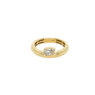 Gold ring with a diamond on a white background