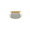 CZ & White Enamel Ring  Yellow Gold Plated Over Silver 0.41" Wide