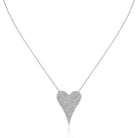 Heart-shaped diamond necklace on a white background
