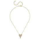 Gold necklace with a heart-shaped pendant on a white background