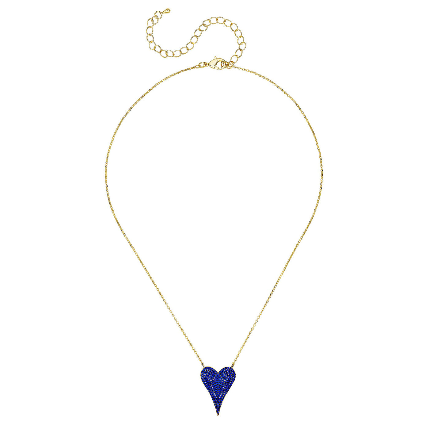 Necklace with a blue heart pendant on a white background