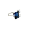2 Stone CZ & Sapphire Ring  White Gold Plated Over Silver 0.50" Long X 0.78" Wide