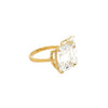 2 Stone CZ Ring  Yellow Gold Plated Over Silver 0.50" Long X 0.78" Wide