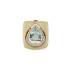 Diamond & Aqua Teardrop Enamel Ring  14K Yellow Gold 0.30 Diamond Carat Weight 4.05 Aqua Carat Weight 0.96" Wide