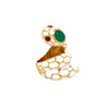 White Enamel, Green Onyx &amp; Ruby Snake Ring  Yellow Gold Plating Over Silver 1.30" Long