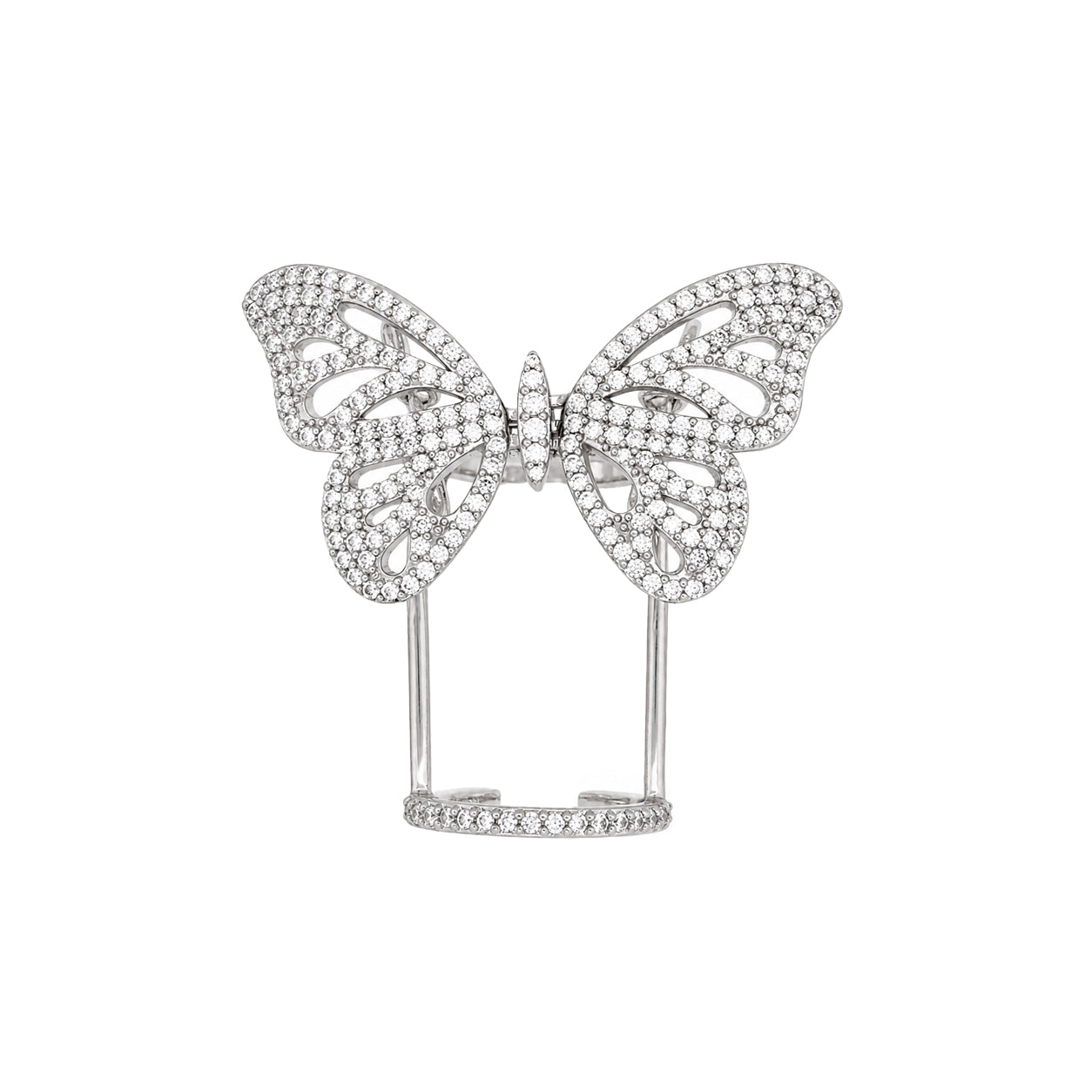 Dynamic Butterfly Ring

A sparkling butterfly that comes to life with every movement. This dazzling pave ring features articulated wings that gently flutter up and down as you bend your finger, creating a playful, eye-catching effect.

White Gold Plated
1" Long X 1.37" Wide
Cubic Zirconia