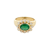 Emerald & Diamond Oval Ring  14K Yellow Gold 1.15 Emerald Carat Weight 0.33 Diamond Carat Weight