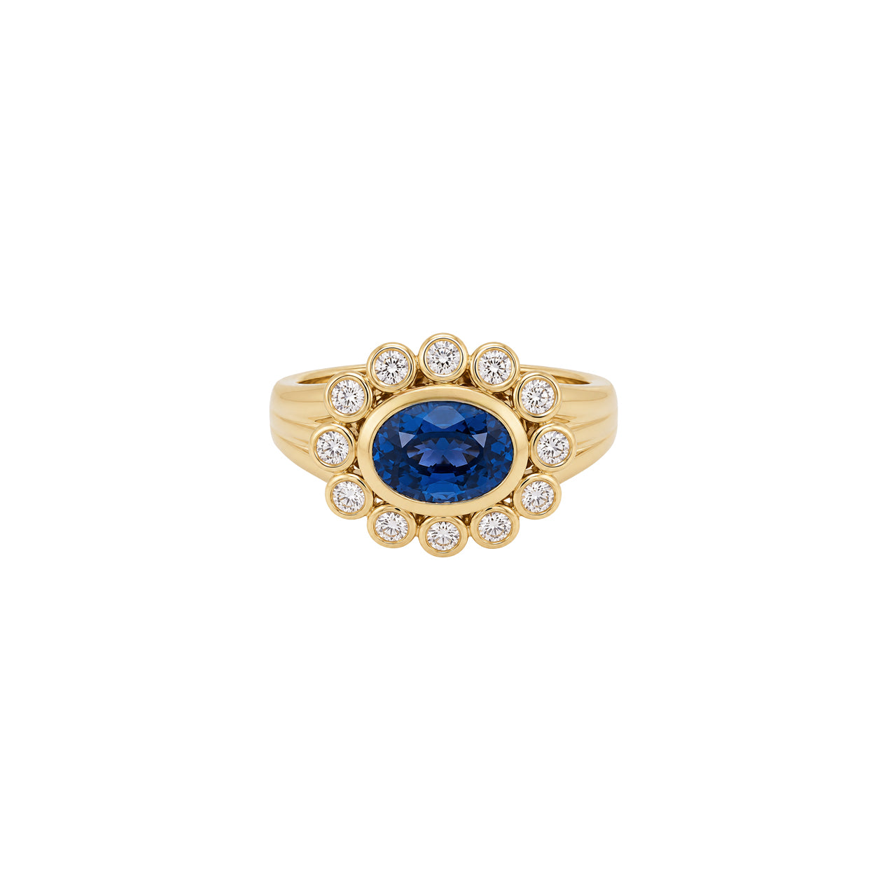 14K Diamond Blue Sapphire Ring