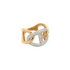 Pave Diamond Overlapping Anchor Link Ring  14K White & Yellow Gold 0.40 Diamond Carat Weight 0.50" Long X 0.75" Wide