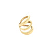 3 Curved Band Ring  Yellow Gold Plated 0.95" Long