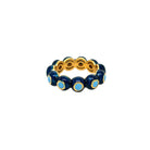 Turquoise CZ &amp; Navy Blue Enamel Bubble Ring

Yellow Gold Plated
0.24" Wide