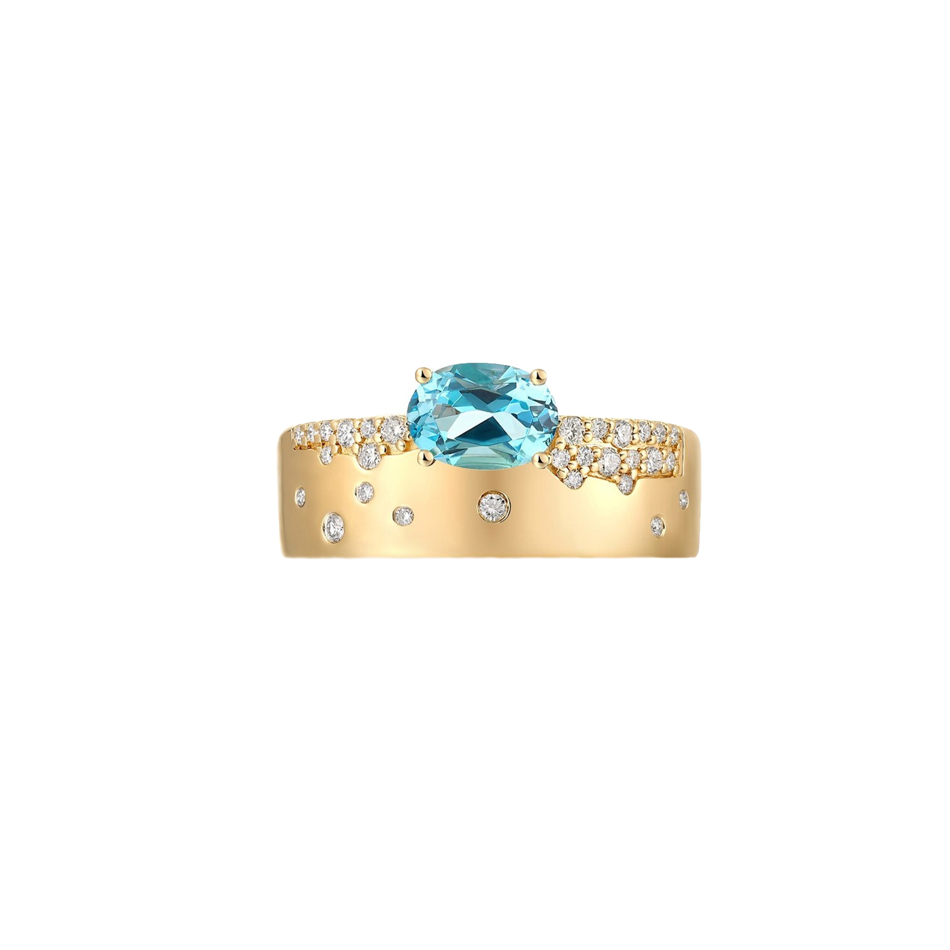 Diamond &amp; Oval Blue Topaz Band Ring

14K Yellow
0.20 Diamond Carat Weight
1 Blue Topaz Carat Weight