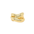 Triple Crossover Band Ring  Yellow Gold Plated 0.58" Wide