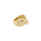 Triple Crossover Band Ring  Yellow Gold Plated 0.58" Wide