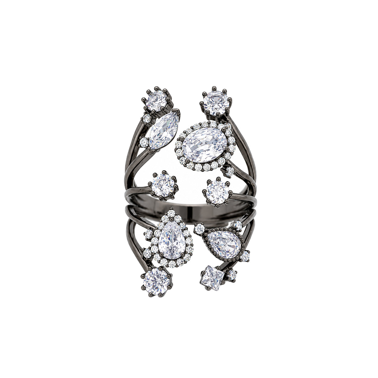 Multi Stone Adjustable Ring

Bold sparkle meets modern design in this eye-catching ring. Featuring a mix of dazzling cubic zirconia stones set in oxidized gold plating, this statement piece brings effortless glamour to any look. Its adjustable fit ensures comfortable, versatile wear.

Oxidized Gold Plated

Cubic Zirconia
1"- 1,5" Wide
Adjustable Size