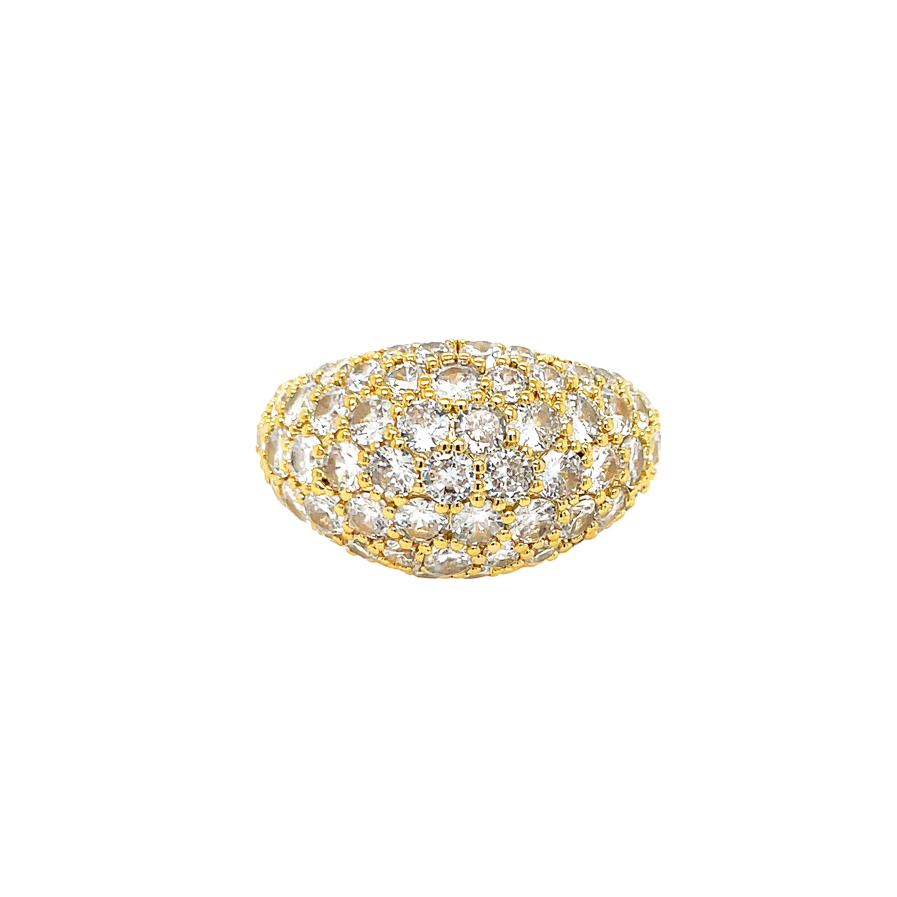 <p>CZ Dome Adjustable Ring</p> <ul> <li>Yellow Gold Plated</li> <li>0.55" Wide</li> </ul>