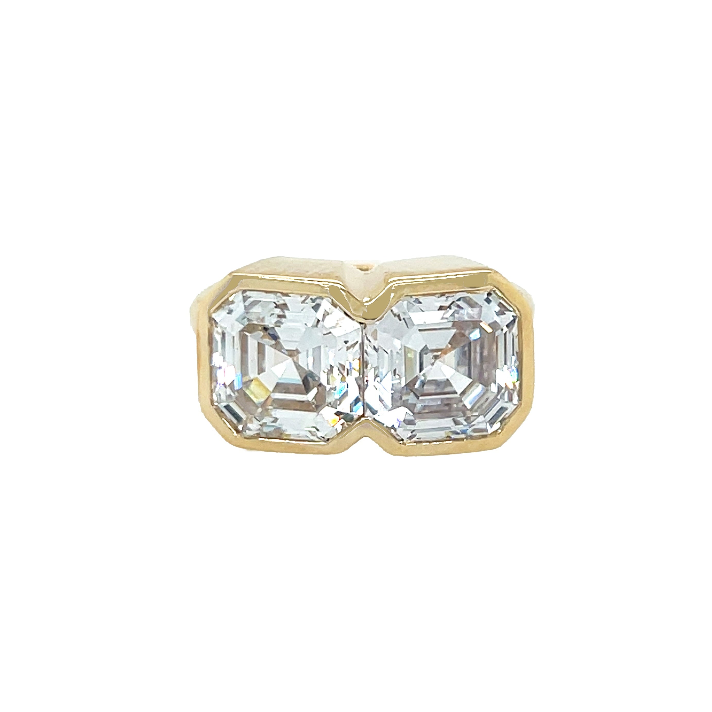 Double Asscher Stone Ring View 1