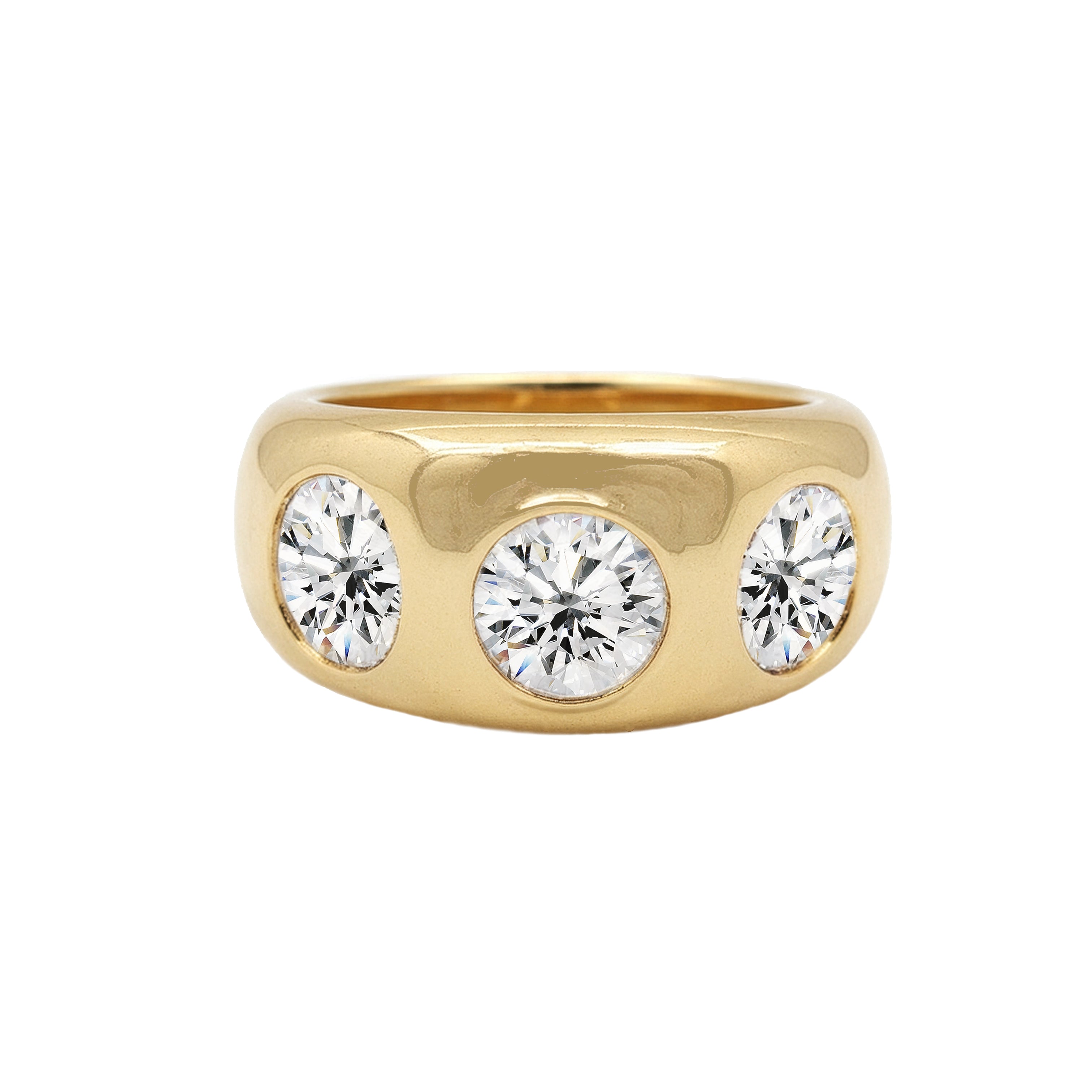 Triple Round Stone Gypsy Ring

Introducing our Triple Stone Gypsy Ring, featuring three exquisite round stones set in a gypsy style by Jennifer Miller. Elevate your look with this luxurious and exclusive design, exuding elegance and sophistication. Make a statement with this unique and timeless piece.

14K Yellow Gold
1 Carat Each Cubic Zirconia

For additional sizes, first place your order then email us your size to &nbsp;websales@jennifermillerjewelry.com
