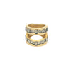CZ Baguette Double Row Ring  Yellow Gold Plated 0.70" Wide
