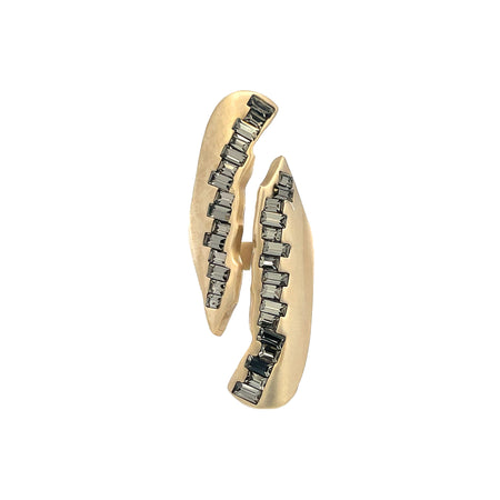 Crystal Oval Crack Adjustable Ring  Yellow Gold Plated 1.91" Thick
