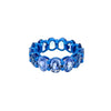 Blue Sapphire Eternity Ring  18K White Gold Plated Over Blue Rhodium 11.90 Sapphire Carat Weight 0.27" Thick