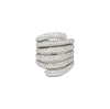 CZ Pave Multi Band Ring  White Gold Plated Over Silver 1" Wide