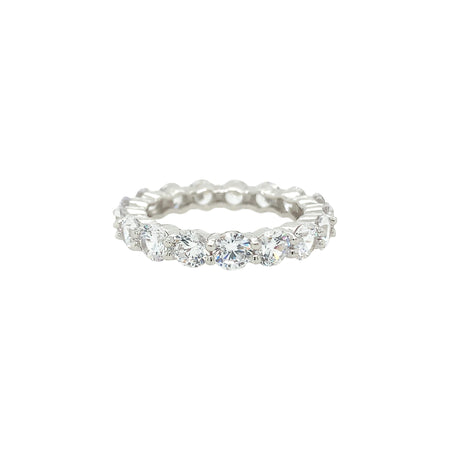 Faux Diamond Eternity Band Ring  White Gold Plated Over Silver 3.0 CZ Carat Weight Stones: 4MM Diameter