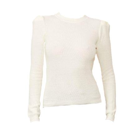 Ivory Puff Shoulder Sweater  100% Cotton Gently Cycle Machine Wash