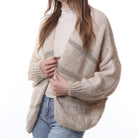 Beige Gold Striped Open Sweater Cardigan

One Size