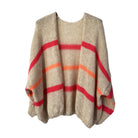 Cream Striped Sweater Cardigan  One Size