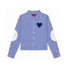 Blue Stripe &amp; Heart Lace Elbow Shirt

Cotton
One size fits most
Hand wash recommended