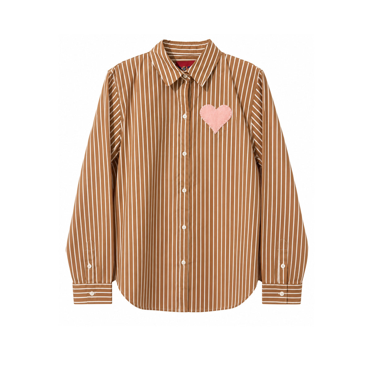 Mocha Stripe &amp; Pink Heart Lace Back Shirt

Cotton
One size fits most
Hand wash recommended