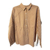 Tan & White Stripe With Lace Back Collar Button-Down Shirt  One Size Dry clean only Designed by Romi Basha