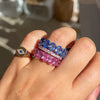 Blue Sapphire Eternity Ring  18K White Gold Plated Over Blue Rhodium 11.90 Sapphire Carat Weight 0.27" Thick
