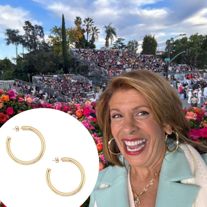 Large Gold Hoop Earrings  Yellow Gold Plated 1.95" Diameter 0.20" Width Pierced As worn by Hoda Kotb.