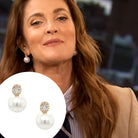 Crystal &amp; White Pearl Oval Pierced Earrings

Yellow Gold Plated Over Silver
1" Long X 0.62" Wide



As worn by Drew Barrymore on The Drew Barrymore Show.