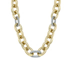 Gold and silver chain necklace on a white background

Pave CZ Two Tone Link Chunky Chain Necklace

Yellow Gold Plated
Links: 0.8" Long X 0.65" Wide
18-19.5" Long