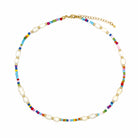 Necklace with colorful beads and pearls on a white background

Pearl Multicolor Bead Necklace

Yellow Gold Plated
Pearls: 6MM
Beads: 3MM
16-18" Long