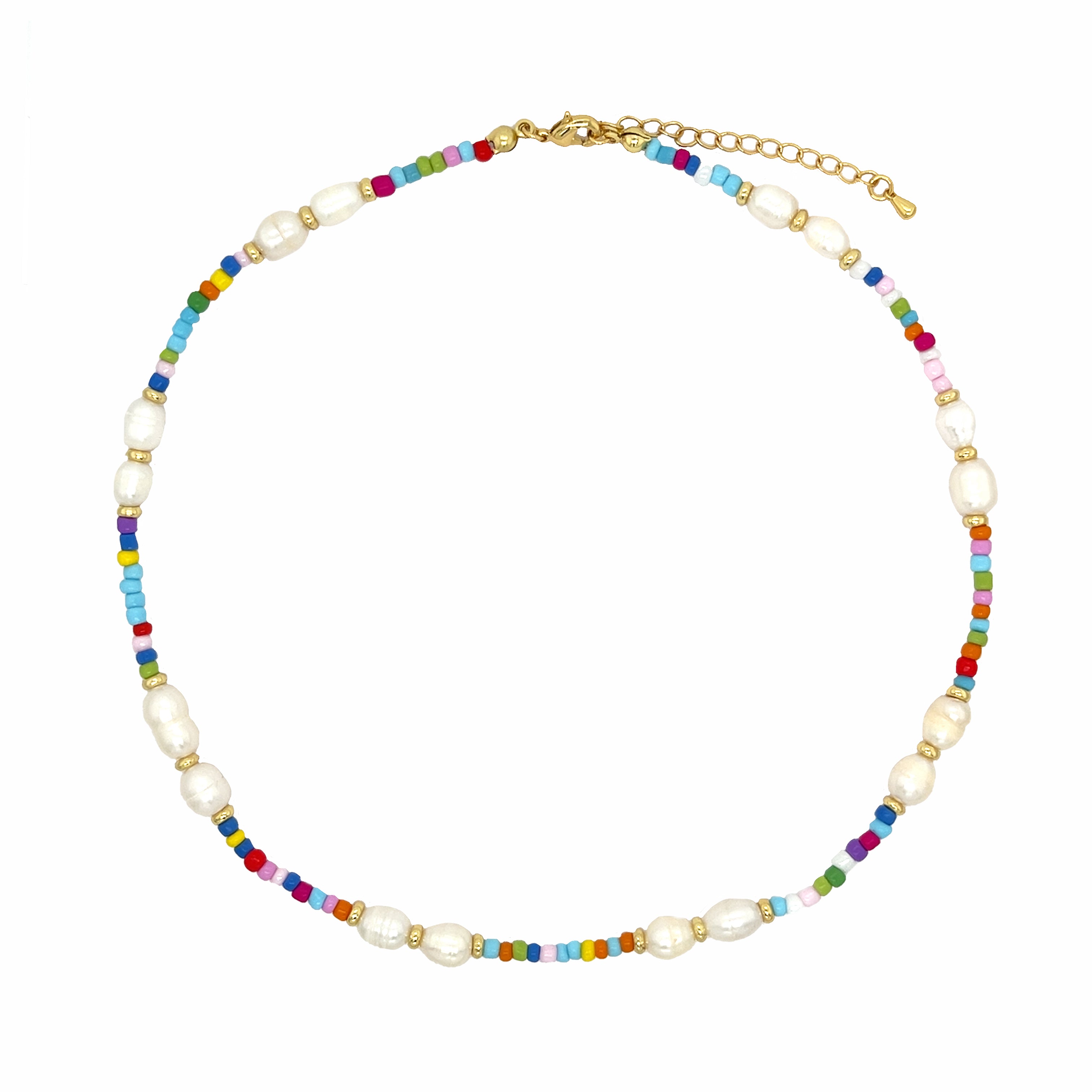 Necklace with colorful beads and pearls on a white background

Pearl Multicolor Bead Necklace

Yellow Gold Plated
Pearls: 6MM
Beads: 3MM
16-18" Long