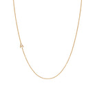 Asymmetric Mini Initial Necklace  14K Yellow Gold Chain: 16" Long Letter: 0.19" Diameter Please allow up to 3 weeks for delivery.