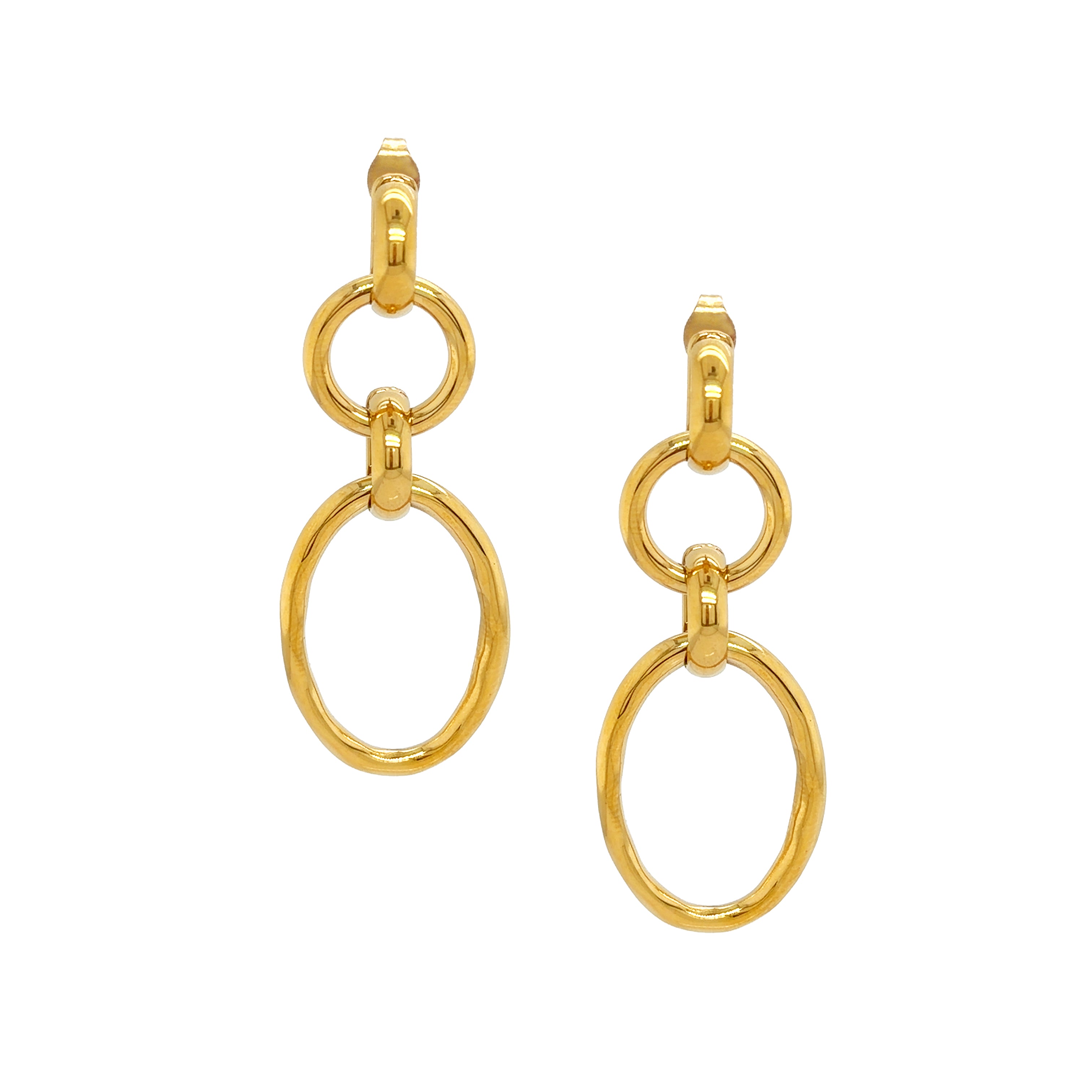 Oval Link Drop Pierced Earrings

Yellow Gold Plated
2.10" Long X 0.46" Wide