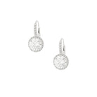 Faux Diamond Drop Pierced Earring  White Gold Plated Over Silver Stone: 0.5" Width