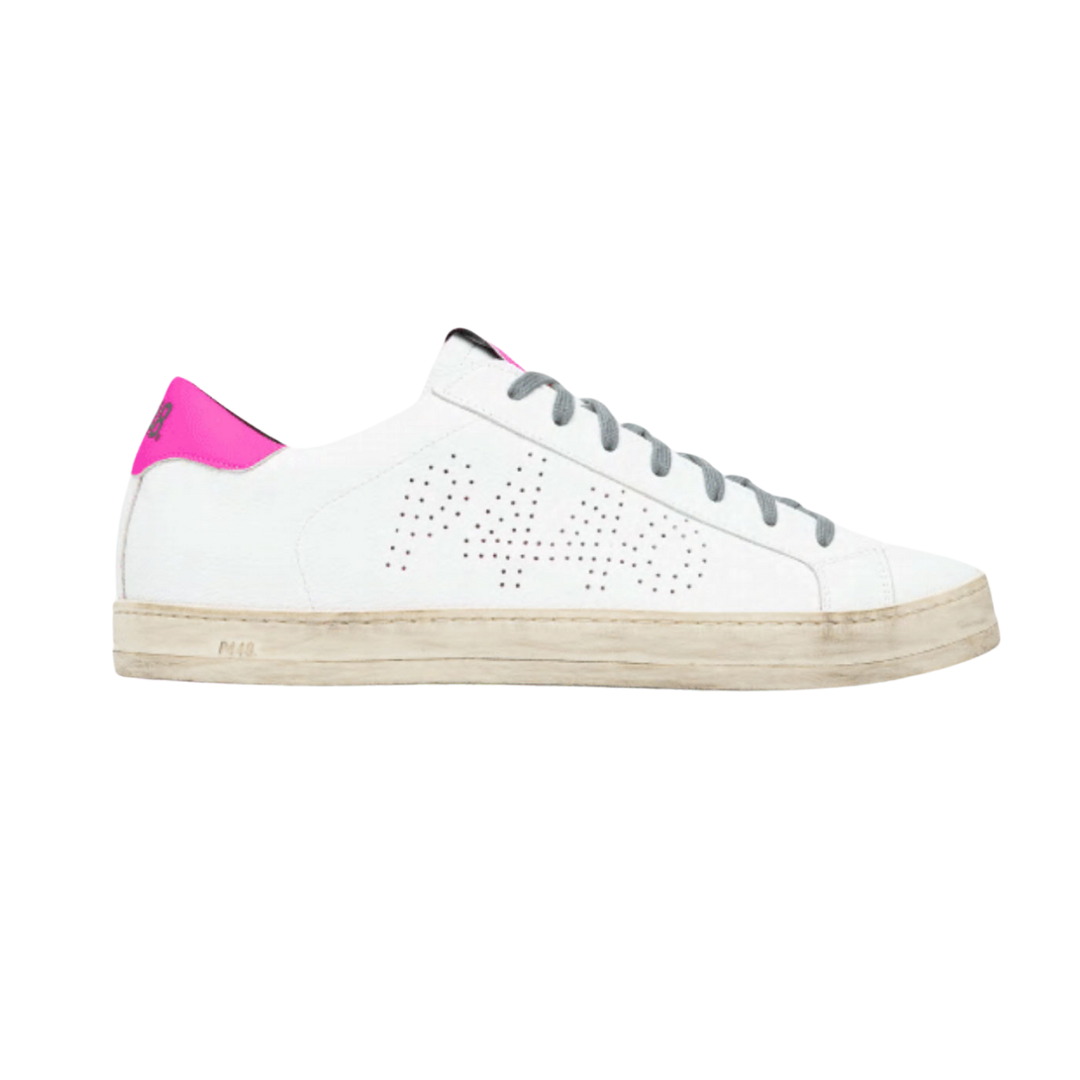 P448 Pink &amp; White Sneakers

Leather Upper
Terry Cloth Lining
Memory Foam Insole