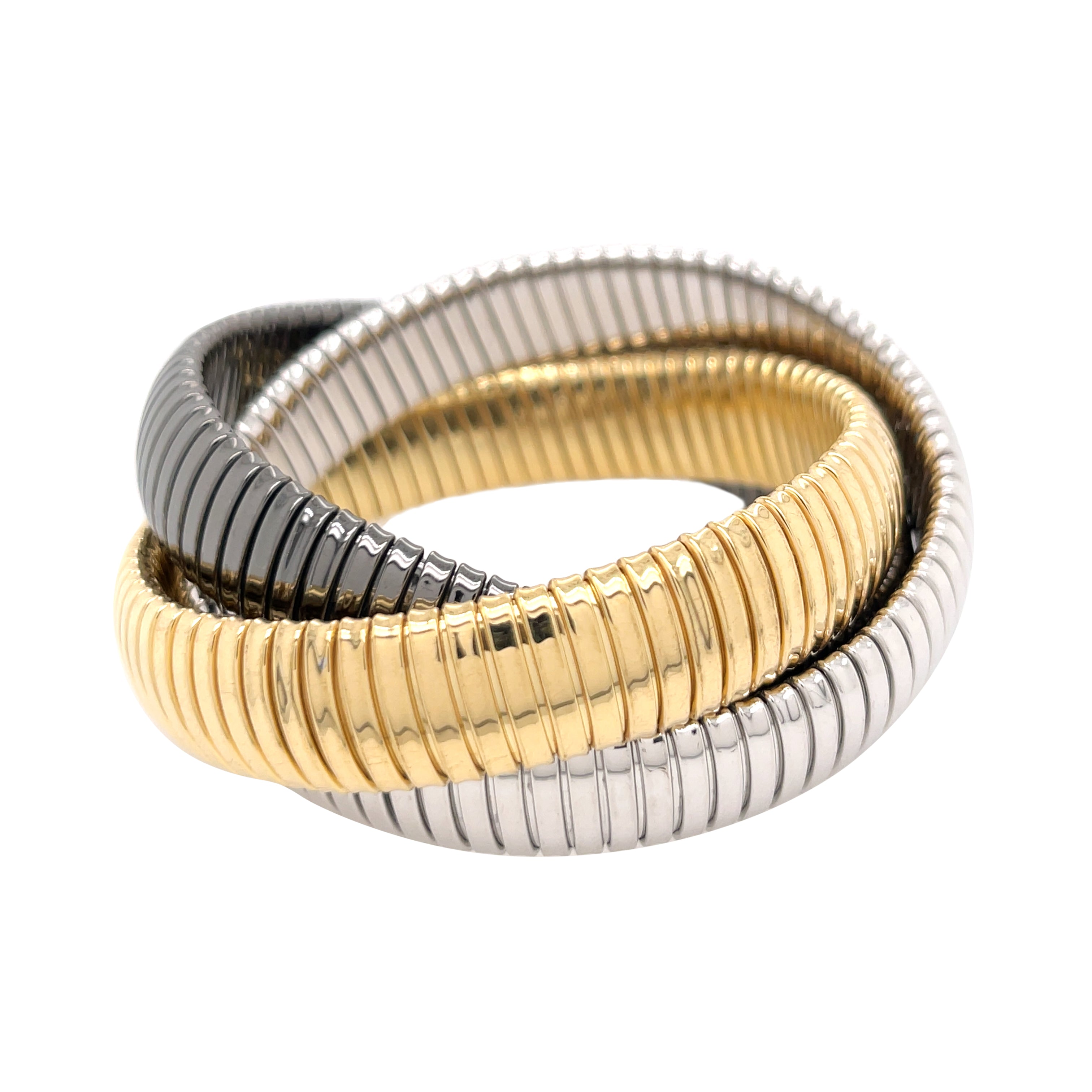 Triple Strand Bracelet Yellow White Oxidized