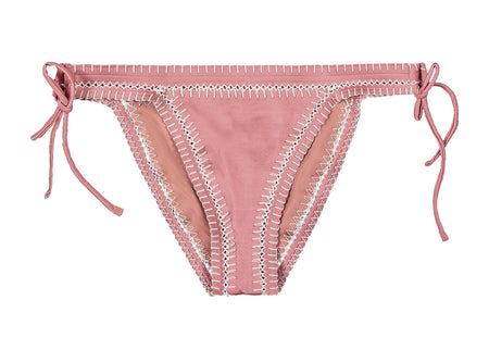 Pink Adjustable Side Tie Bikini Bottom  Medium to Low rise Reversible