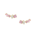 Multishape Clear &amp; Pink Crystal Climber Pierced Earrings

White Gold Plated
Cubic Zirconia
0.75" Long X 0.32" Wide