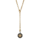 Starburst CZ Disc Two Tone Charm Necklace

Matte Yellow &amp; Oxidized Gold Plated
Chain: 36" Long
Pendant: 1.5" Diameter