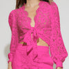 Hot Pink Lace Knot Tie Blouse