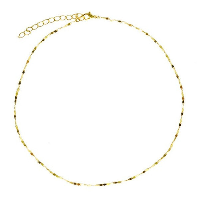 Twinkle Choker Necklace  Yellow Gold Plated 12.5-15.5" Long