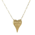 Heart Necklace • 14k yellow gold  • Heart: 1" Length X 0.75" Width  • 18" long adjustable - I Love You Mama Engraving